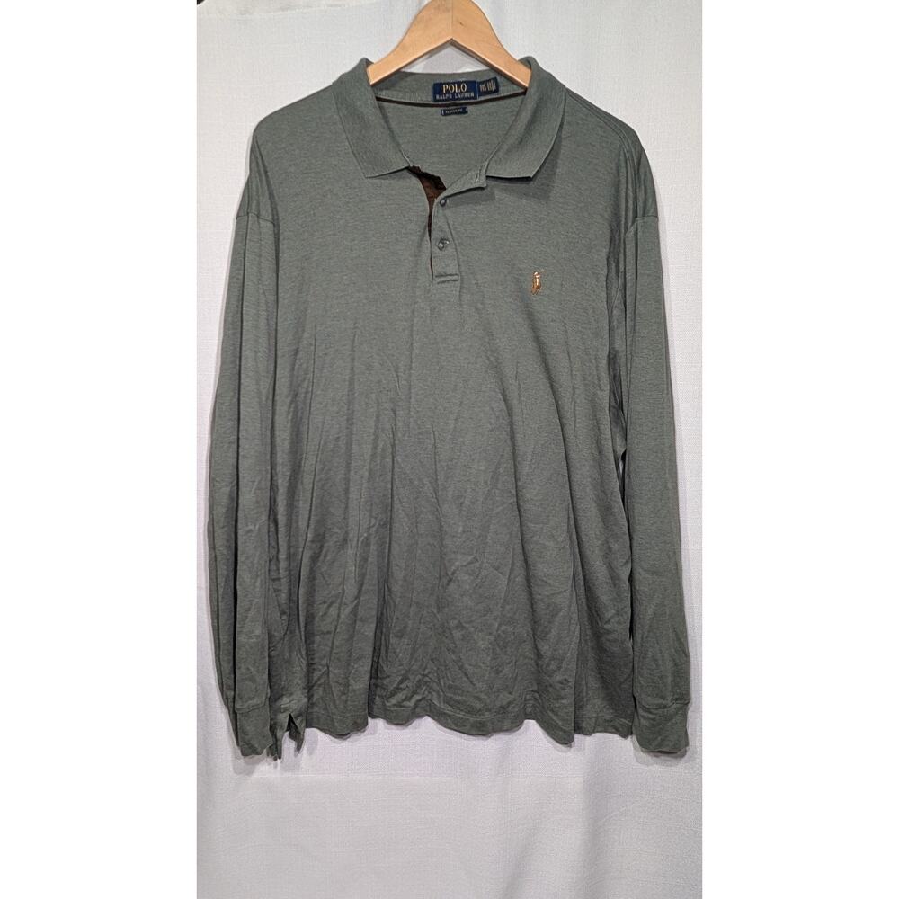 Polo Ralph Lauren Mens Classic‎ Fit Long Sleeve Polo Size XXL Olive Green